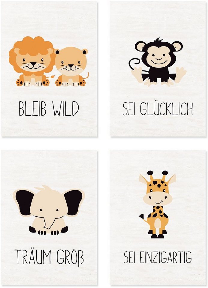 Lüttenhütt Poster Tiere, Tiere (Set, 4 St), 4er Set in zwei Größen von Lüttenhütt