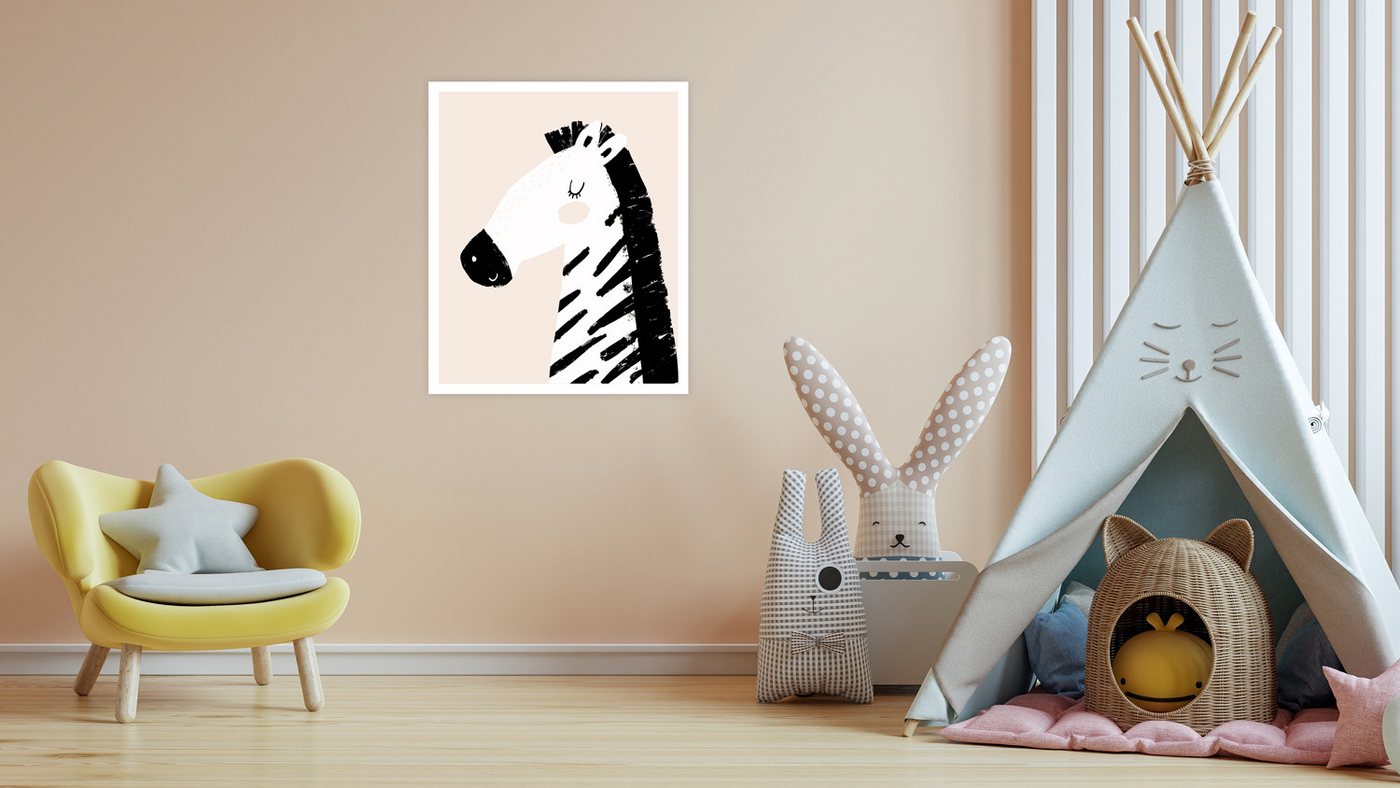 Lüttenhütt Bild mit Rahmen oder Poster, Zebra im Profil, Fantasy, Tiere, Zebra Bilder (1 St), HD Premium Druck von Lüttenhütt