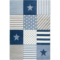 my home Kinderteppich "Stern" rechteckig 13 mm Höhe Kurzflor, handgearbeiteter Konturenschnitt, Patchwork, Pastell-Farben von My Home