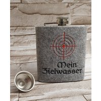 Flachmann Mit Bestickten Filzbanderolen + Bonus Befülltrichter Flachmann Mit Bestickten Filzbanderolen + Bonus Befülltrichter von LuettisDekoStudio