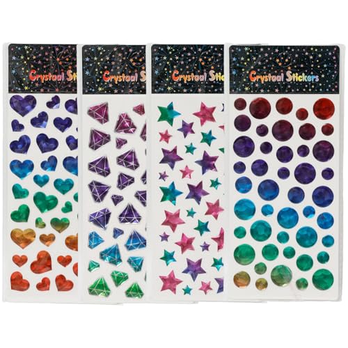 4 Blätter Aufkleber Sterne Glitzer, 3D Sticker Bunte Laser Sternaufkleber, Runden Fünfzackiger Stern Liebe Gestalten für DIY Handwerk Scrapbooking Deko von Lufdegim