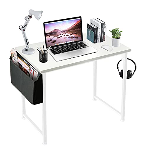 Lufeiya Weißer Computertisch – kleiner Schreibtisch für Studenten, Kinder, für Zuhause, Büro, Schlafzimmer, kleine Räume, 81,3 cm, moderner Mini-Laptop-PC-Schreibtisch, Weiß von Lufeiya