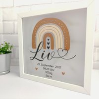 Bilderrahmen Mit Geburtsdaten | Versch. Regenbogen-Designs Geschenk Zur Geburt Personalisiert Optional Beleuchtet Timer-Lichterkette von Luffelong