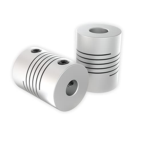 Lufix Wellenkupplung 2 Stück flexible Kupplungen aus Aluminium 3mm bis 10mmØ ideal für 3D Drucker und CNC Maschinen (6.35 * 6.35mm) von Lufix