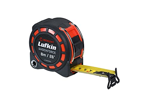 Lufkin Crescent L1125CME2 3cm/1-3/16 x 8m/26' Shockforce Doppelseitiges Maßband, 30 Meter Fall Getestet - Version mit Gelber Klinge von Lufkin