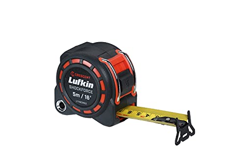 Lufkin L1116CME2 3cm/1-3/16 x 5m/16' Shockforce Doppelseitiges Maßband, 30 Meter Fall Getestet - Version mit Gelber Klinge von Lufkin