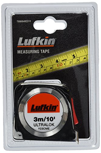 Lufkin Y23CME (T0060402311) Ultralok Maßband 3m x 13mm / 10' x 1/2 Zoll, mit metrischer und englischer Maßeinteilung und verchromtem Kunststoffgehäuse von Lufkin