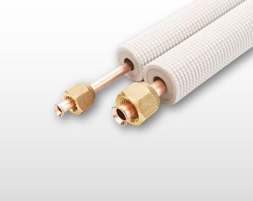 Kältemittelleitung 1/4" + 3/8" 0,5-30m Zoll - Kupferrohr isoliert, Set für Klimaanlagen Überwurfmutter (Mit Überwurfmutter, 12 Meter) von LuftX