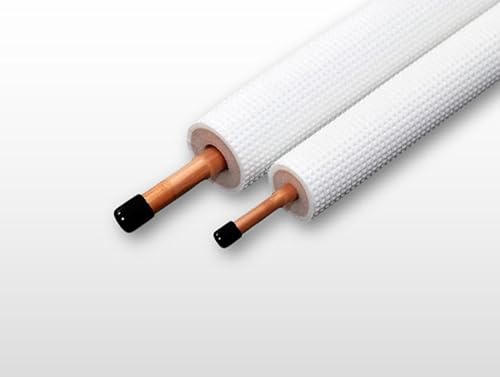 Kältemittelleitung 1/4" + 3/8" 0,5-30m Zoll - Kupferrohr isoliert, Set für Klimaanlagen Überwurfmutter (Ohne Überwurfmutter, 6 Meter) von LuftX