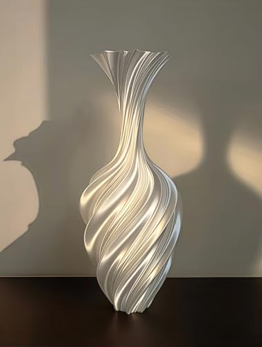 3D gedruckte Blume Vase, 26cm hohe Moderne Minimalistische vase Dekorative Handgemachte Blumenarrangement für Home Office Dekor, Geschenk für Hochzeit Housewarming feiern-Seidenweiß 3D gedruckte Blume Vase, 26cm hohe Moderne Minimalistische vase Dekorative Handgemachte Blumenarrangement für Home Office Dekor, Geschenk für Hochzeit Housewarming feiern-Seidenweiß von Luftschloss