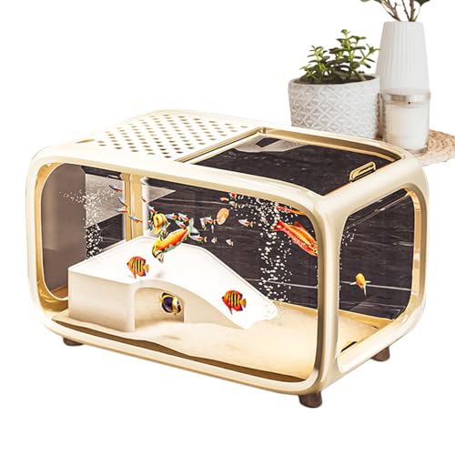 Luieonm Desktop Fish Tank,Small Betta Fish Tank Aquarium mit Kletterdekor | Transparente Acryl Wassertiere Behälter Schüssel für Betta Schildkröte Schnecken Wasserpflanzen von Luieonm