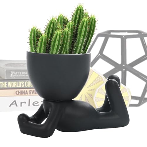 Luieonm Mini-Blumentopf mit Löchern, schöne menschliche Form, moderner dekorativer Übertopf für den Innenbereich, , Pflanze, Kaktus, Bonsai von Luieonm