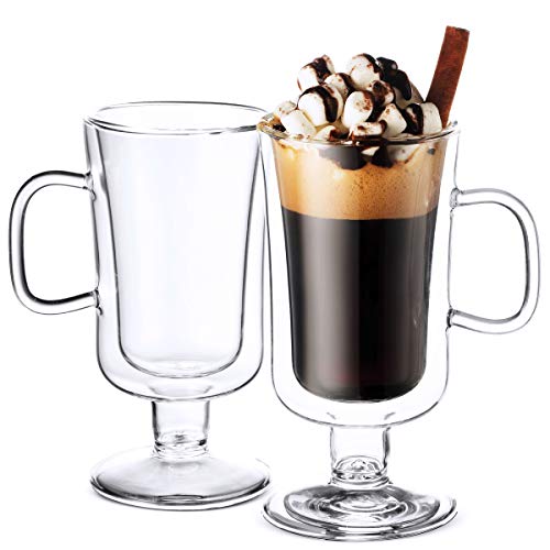 Luigi Bormioli Doppelwandige Irish Coffee Mugs – 81 Grad 2oz (2 Stück) isolierte Teegläser, Trinkgläser, für Latte, Espresso, Cappuccino, Wüstenschalen, Thermostoßfest, für heiße und kalte Getränke von Luigi Bormioli