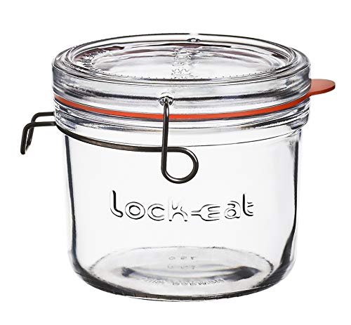 Luigi Bormioli Einmachglas 500 ml LOCK-EAT, Bügelglas mit Gummidichtung, Einweckglas mit abnehmbaren Glasdeckel, Menge: 1 Stück, 12 x 12 x 10.5 cm von Luigi Bormioli