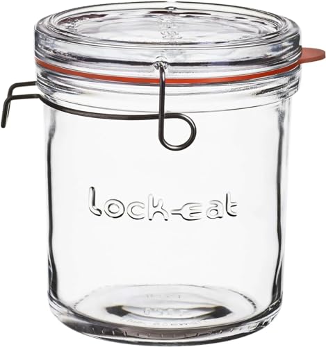 Luigi Bormioli Einmachglas 750 ml Lock-EAT, hochwertiges Bügelglas mit Gummidichtung, Einweckglas mit abnehmbarem Glasdeckel (Farbe: Transparent), Menge: 1 x Stück von Luigi Bormioli