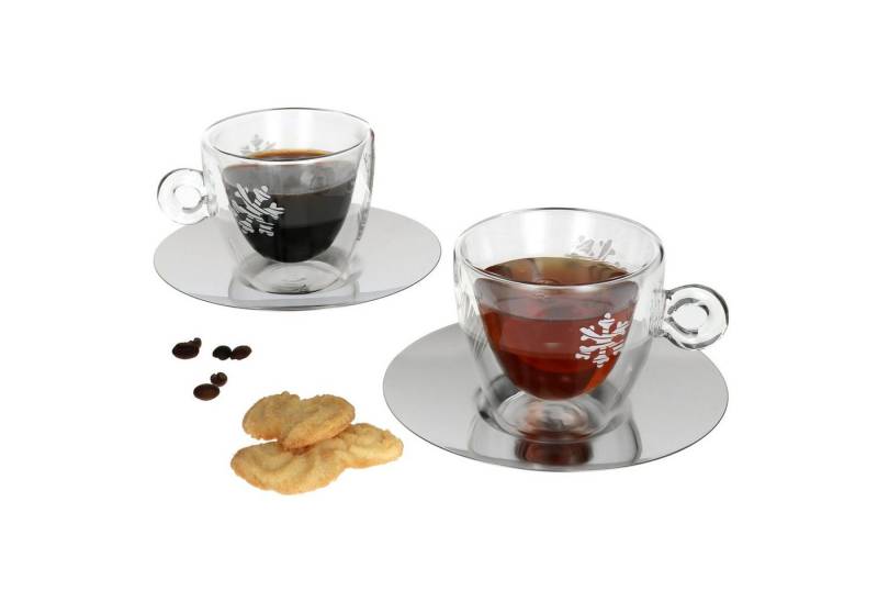 Luigi Bormioli Latte-Macchiato-Glas 2er Set Thermo Glastasse Christmas 165ml mit Untertasse, Glas von Luigi Bormioli