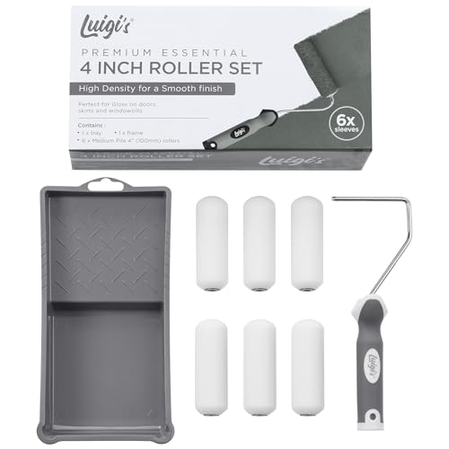 Luigi's Malerrolle klein Set - 6 Stück Farbroller - Mini Lackrolle Lackierwalze Farbrolle - Farbwalze mit Stahlgriff - Lackierrolle Schaumwalze von Luigi's