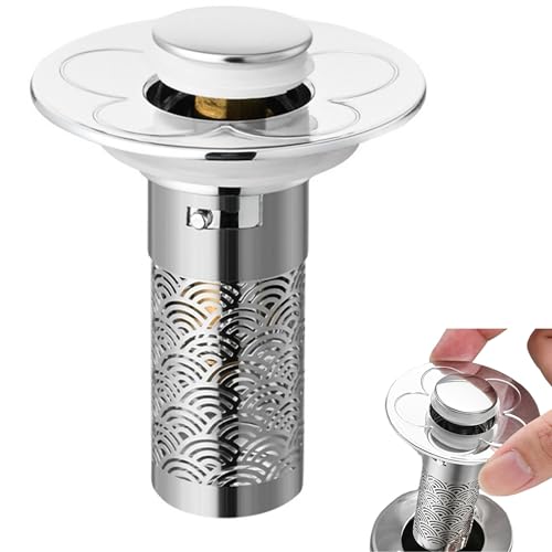 304 Edelstahl Abflussstopfen Upgraded Metal Drain Plug Universelle, Wolken Waschbeckenstöpsel Mit Filtersieb/Dichtungen Abflussstopfen für Bad, Waschbecken und Küche(28-33mm) von Giaeyhm