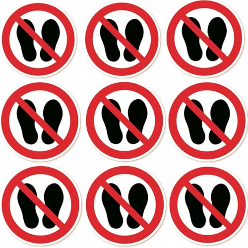 Luimode 10st Betreten der Fläche verboten Aufkleber Ø 10cm nicht drauftreten Sticker Schild Verbotszeichnen mit UV Schutz für Außenbereich Innenbereich von Luimode