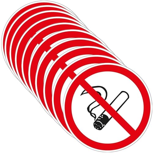 Luimode 10st Rauchen verboten Aufkleber φ7cm Rauchverbotsschild Selbstklebender Vinyl Hinweisschild von Luimode