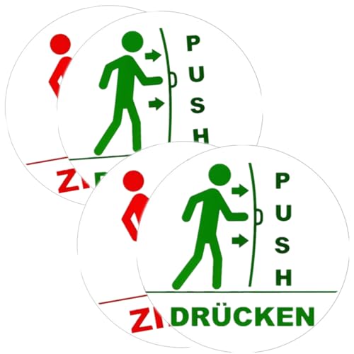 Luimode 2 Paar Ziehen&Druecken Aufkleber Ø 10cm Hinweiszeichen Gebotszeichen Schild Türschild für Innen- und Außenbereich - Glastürschild selbstklebend-2 Paar von Luimode