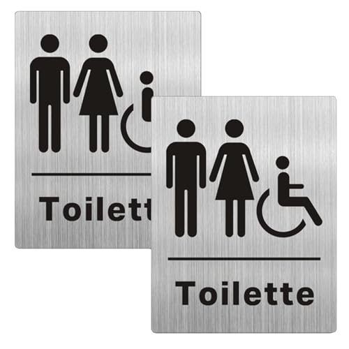 Luimode 2st Toilette Schilder Selbstklebend Türschild WC schilder Damen Herren Behinderten UV Druck Aluminium Toilettenschild 15 * 20cm von Luimode