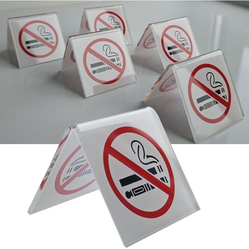 Luimode 5 Stück Acryl Rauchen Verboten Schild Tischschild,Doppelseitiges Warnschild Rauchverbot Tischkarte für Außen-und Innenbereich Bibliotheken Hotels, Cafés 5 * 5 * 5cm von Luimode