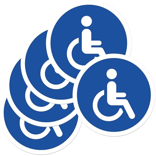 Luimode 5st Rollstuhlfahrer Aufkleber Rollstuhl Autoaufkleber Ø 10cm Behindertenschild Rollstuhlfahrer WC Tür Sticker mit UV Schutz für Außenbereich Innenbereich Verboten Schild von Luimode