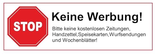Luimode 15st Keine Werbung Schild Aufkleber Briefkastenschild Aufkleber 8,5 x 3 cm Gegen Reklame im Briefkasten I wetterfest I selbstklebend von Luimode