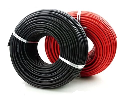 LukAro Solarpanel-PV-Kabel, 4 mm²/6 mm², doppelt isoliert, Schwarz oder rot (15 meter, 4mm² Rot) von LukAro