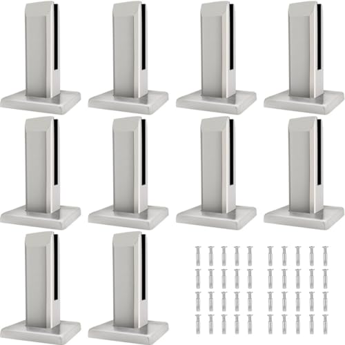 LukLoy 304 Edelstahl quadratische Glaszapfen Pool Zaun Zapfen Klemme Haus Garten Treppe Balustrade Geländer Balkon Glas Bodenklemme (10 Stück x 960 g Bürste) von LukLoy