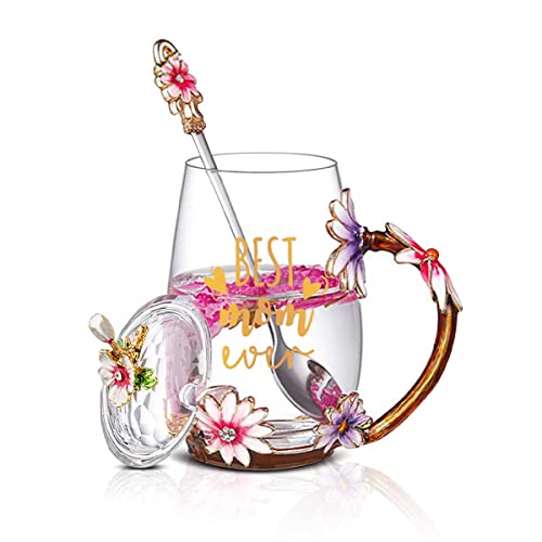 Luka Tech Muttertagsgeschenke für Mama,beste Mama aller Zeiten, Flower Glaskaffeetassen, Teetasse mit Löffel und Deckel,geschenke für mama,geburtstagsgeschenk,mama geschenk,weihnachtsgeschenke Luka Tech Muttertagsgeschenke für Mama,beste Mama aller Zeiten, Flower Glaskaffeetassen, Teetasse mit Löffel und Deckel,geschenke für mama,geburtstagsgeschenk,mama geschenk,weihnachtsgeschenke von Luka Tech