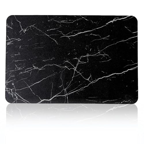 Lukada | Marmor Badematte | Waschbarer Badvorleger | Rutschfester Badezimmerteppich | Matte schnelltrocknend in 40x60 cm | Abtropfmatte | Badteppich in Schwarz für Dusche, Badewanne, Badezimmer von Lukada