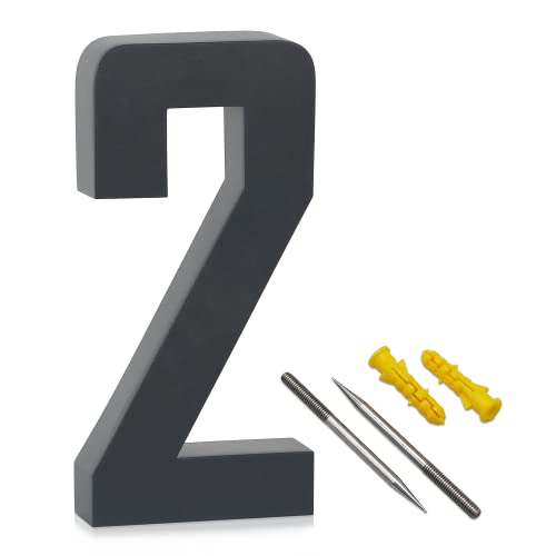 Lukadria Hausnummer 2 - rostfreie 3D-Zahl für die Hauswand - witterungsbeständige Haus-Nummer aus Edelstahl V2A - 20 cm - Farbe Anthrazit-Grau RAL7016 Lukadria Hausnummer 2 - rostfreie 3D-Zahl für die Hauswand - witterungsbeständige Haus-Nummer aus Edelstahl V2A - 20 cm - Farbe Anthrazit-Grau RAL7016 von Lukadria