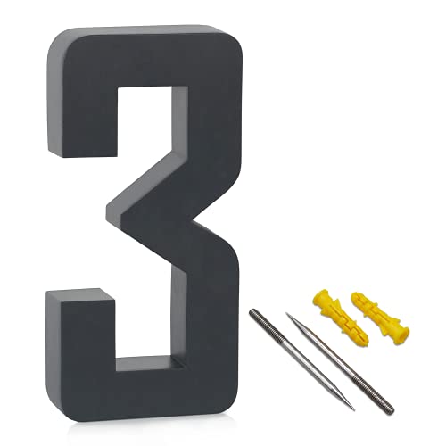 Lukadria Hausnummer 3 - rostfreie 3D-Zahl für die Hauswand - witterungsbeständige Haus-Nummer aus Edelstahl V2A - 20 cm - Farbe Anthrazit-Grau Lukadria Hausnummer 3 - rostfreie 3D-Zahl für die Hauswand - witterungsbeständige Haus-Nummer aus Edelstahl V2A - 20 cm - Farbe Anthrazit-Grau von Lukadria