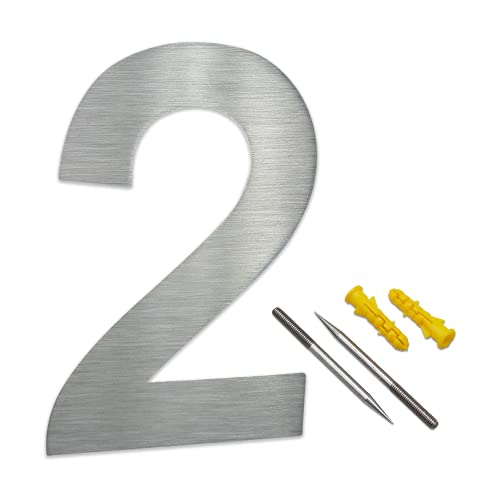 Lukadria XXL Hausnummer 2 aus gebürstetem Edelstahl V2A - rostfreie 2D-Zahl für die Hauswand - witterungsbeständige Haus-Nummer - 30 cm - Arial Lukadria XXL Hausnummer 2 aus gebürstetem Edelstahl V2A - rostfreie 2D-Zahl für die Hauswand - witterungsbeständige Haus-Nummer - 30 cm - Arial von Lukadria