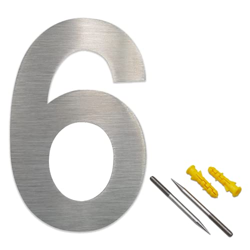 Lukadria XXL Hausnummer 6 aus gebürstetem Edelstahl V2A - rostfreie 2D-Zahl für die Hauswand - witterungsbeständige Haus-Nummer - 30 cm - Arial Lukadria XXL Hausnummer 6 aus gebürstetem Edelstahl V2A - rostfreie 2D-Zahl für die Hauswand - witterungsbeständige Haus-Nummer - 30 cm - Arial von Lukadria