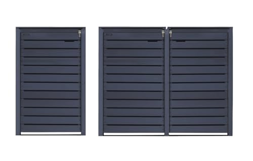 Mülltonnenbox 120 Liter 3 KLEINE Tonnen Mod. Hamburg24 Mülltonnenverkleidung imprägniert in anthrazit Mülltonnecontainer Mülltonnenabdeckung Holz mit Rückwand von Lukadria