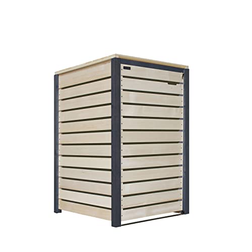 Mülltonnenbox 240L Mülltonnenverkleidung Mülltonnecontainer Holz vorimprägniert Natur-anthrazit mit Rückwand Mod.HH (1 Tonne Natur-anthrazit (NA)) von Lukadria
