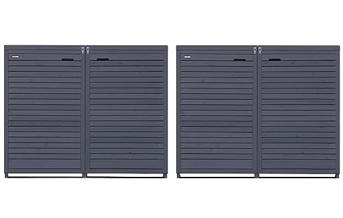 Mülltonnenbox Mülltonnenverkleidung 120L für 4 Tonnen FÜR KLEINE Tonnen Mülltonnecontainer Holz vorimprägniert in anthrazit mit Rückwand Aufbewahrungsbox Adr.24 von Lukadria