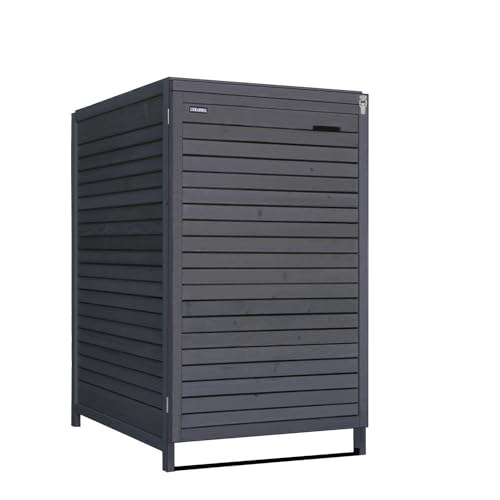 Mülltonnenbox Roma Mülltonnenverkleidung Mülltonnecontainer Holz imprägniert in anthrazit 120L - 240L vormontiert (1 Tonne) von Lukadria