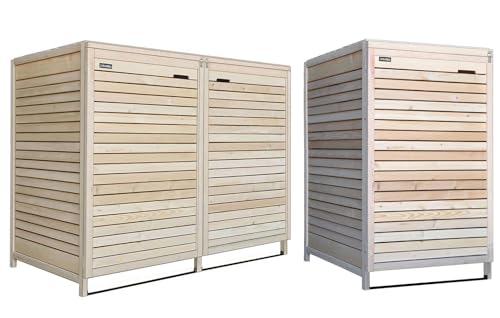 Mülltonnenbox Roma Mülltonnenverkleidung Mülltonnecontainer Holz naturbelassen 120L - 240L vormontiert (3 Tonnen) von Lukadria