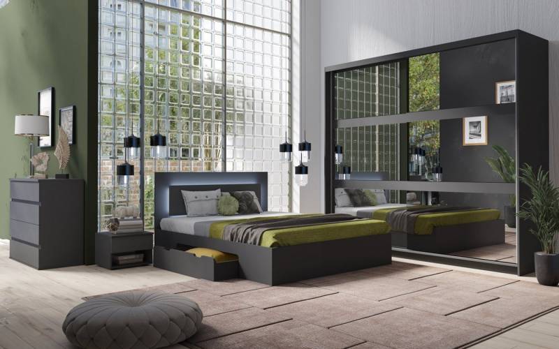 Lukas Möbel Komplettschlafzimmer Schlafzimmer Komplett Finyo in Farbe Graphitgrau von Lukas Möbel