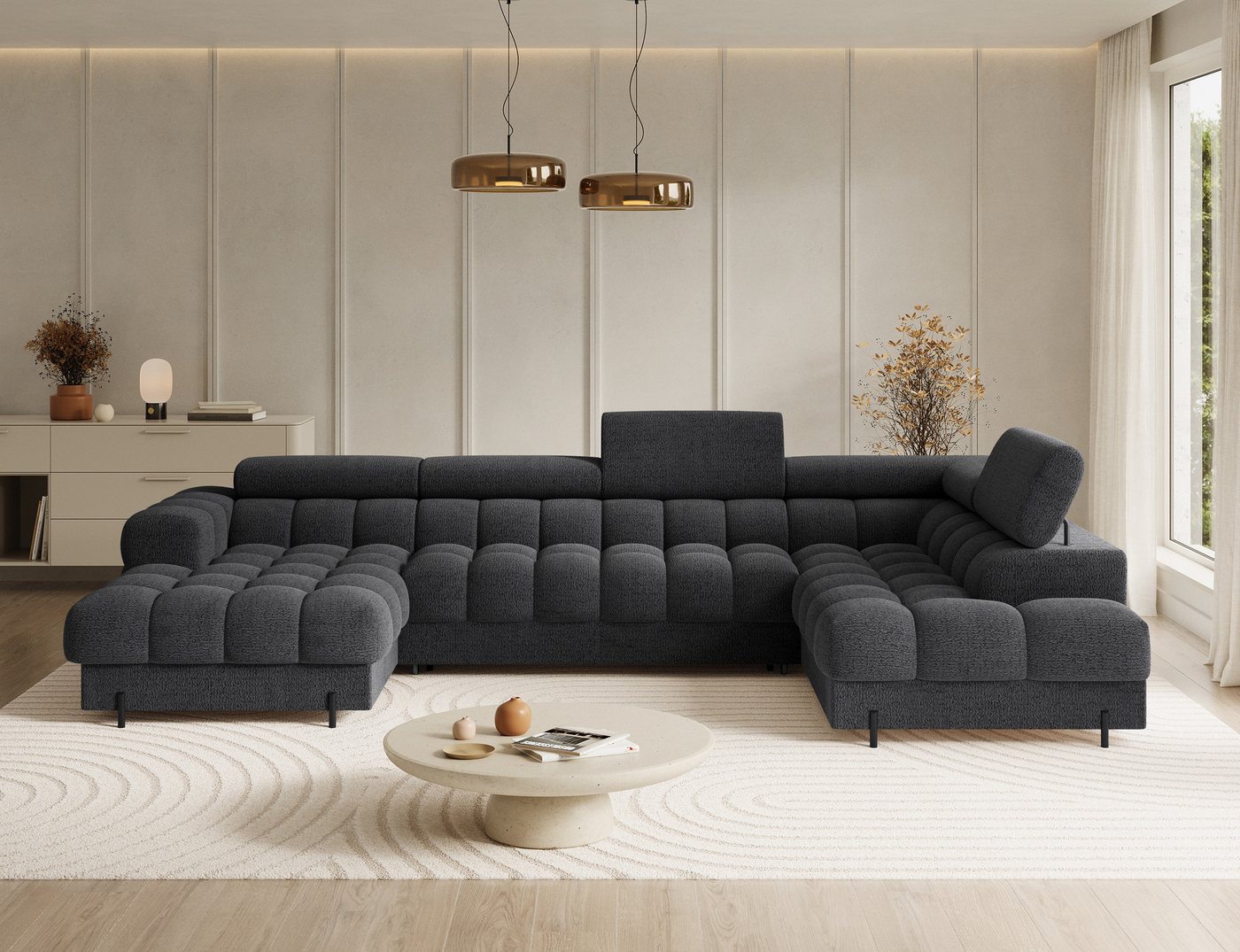 Lukas Möbel Wohnlandschaft Deisgner XXL-Sofa in U-Form Falco mit Schlaffunktion Bettkasten, mit Schlaffunktion, Bettkasten, verstellbaren Kopfsützen Lukas Möbel Wohnlandschaft Deisgner XXL-Sofa in U-Form Falco mit Schlaffunktion Bettkasten, mit Schlaffunktion, Bettkasten, verstellbaren Kopfsützen von Lukas Möbel