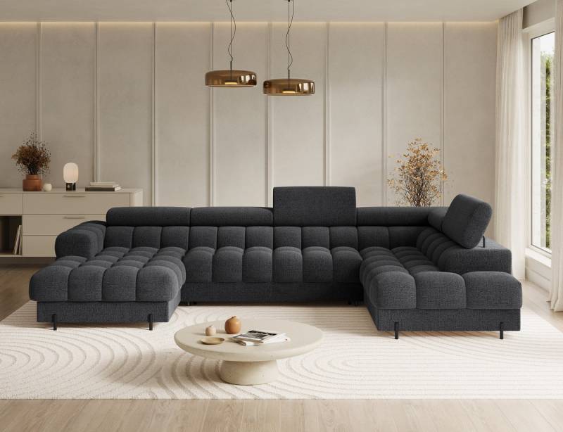 Lukas Möbel Wohnlandschaft Deisgner XXL-Sofa in U-Form Falco mit Schlaffunktion Bettkasten, mit Schlaffunktion, Bettkasten, verstellbaren Kopfsützen von Lukas Möbel
