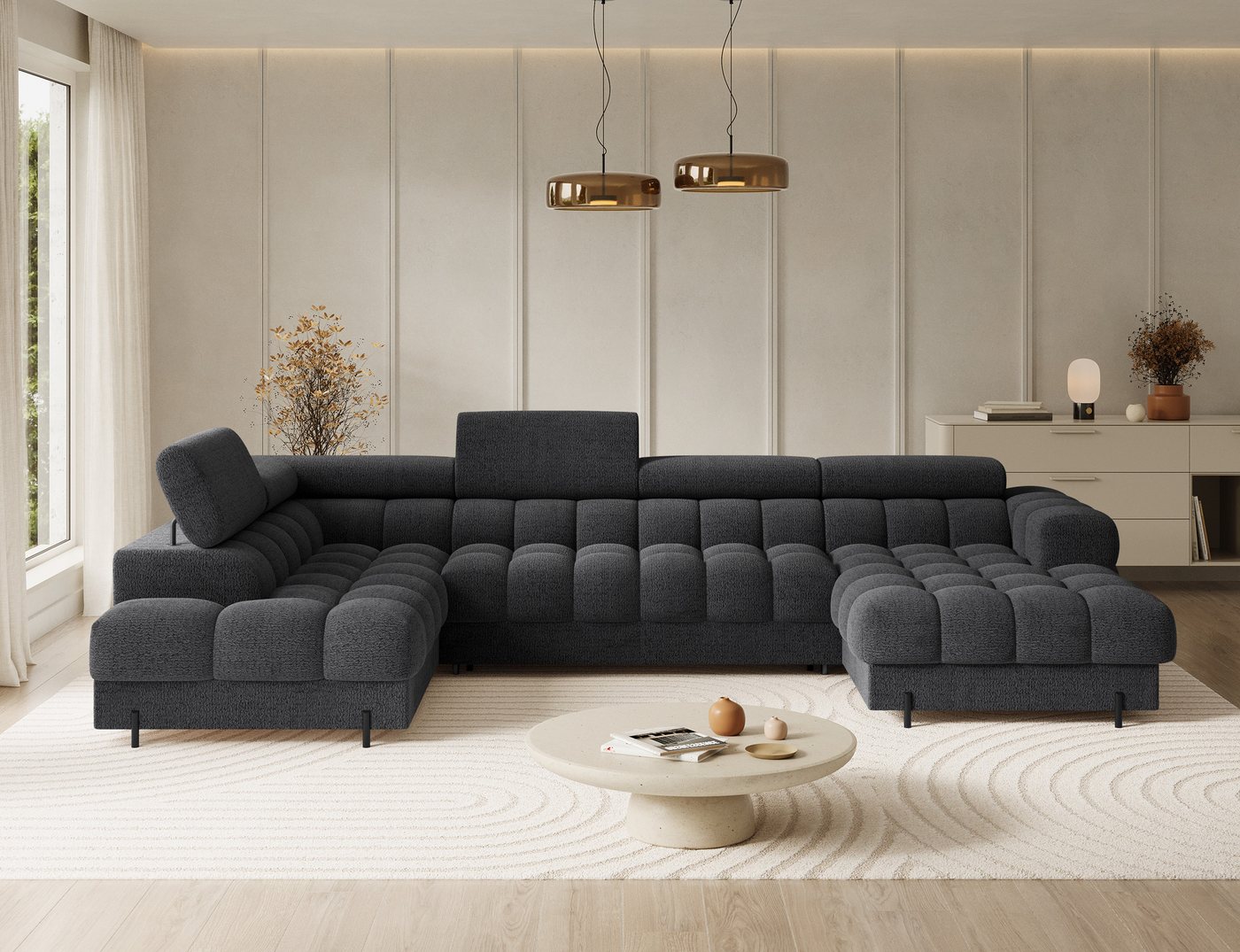 Lukas Möbel Wohnlandschaft Deisgner XXL-Sofa in U-Form Falco mit Schlaffunktion Bettkasten, mit Schlaffunktion, Bettkasten, verstellbaren Kopfsützen Lukas Möbel Wohnlandschaft Deisgner XXL-Sofa in U-Form Falco mit Schlaffunktion Bettkasten, mit Schlaffunktion, Bettkasten, verstellbaren Kopfsützen von Lukas Möbel