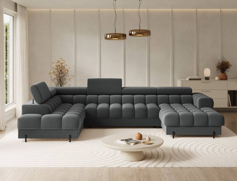 Lukas Möbel Wohnlandschaft Deisgner XXL-Sofa in U-Form Falco mit Schlaffunktion Bettkasten, mit Schlaffunktion, Bettkasten, verstellbaren Kopfsützen von Lukas Möbel