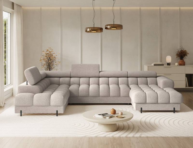 Lukas Möbel Wohnlandschaft Deisgner XXL-Sofa in U-Form Falco mit Schlaffunktion Bettkasten, mit Schlaffunktion, Bettkasten, verstellbaren Kopfsützen von Lukas Möbel