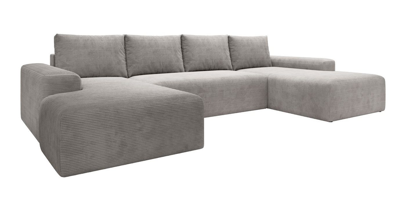 Lukas Möbel Wohnlandschaft Ecksofa in U-Form Torino mit Cordbezug, Wellenunterfederung, Cordstoff von Lukas Möbel