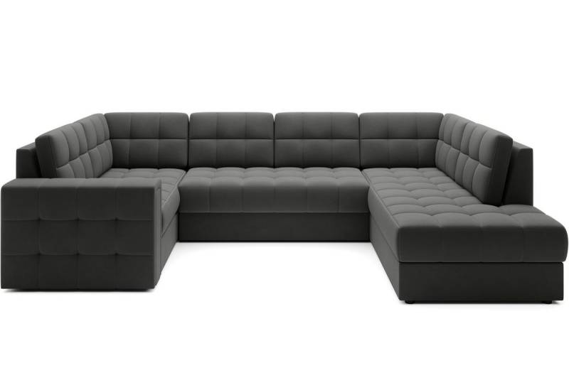 Lukas Möbel Wohnlandschaft Wohnlandschaft Belvis Ecksofa in U-Form, mit Bettfunktion, Bettkasten, Rückseite bezogen von Lukas Möbel